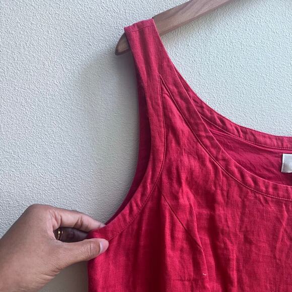 TALBOTS Red 100% Linen A-Line Sleeveless Boho Midi Dress Plus Size 16 - Picture 4 of 8